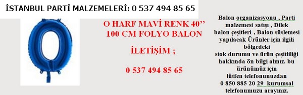 istanbul o harf balon mavi renk 40 inç 100 cm büyük boy uçan folyo